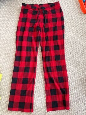 Red & Black Buffalo Plaid Drawstring Fleece Pajama Pants